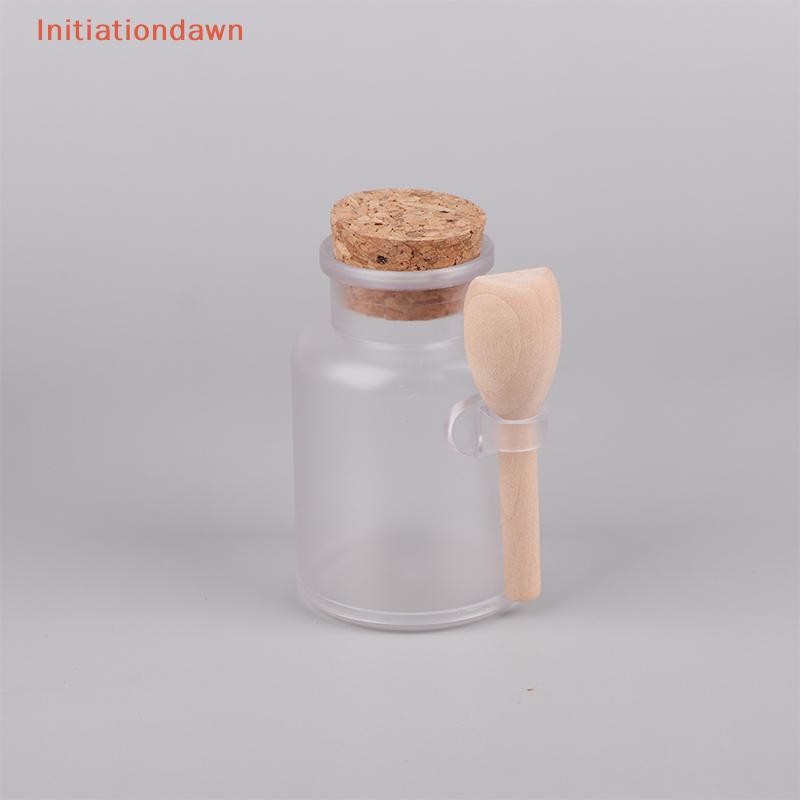 [Initiationdawn] 100-300g รีฟิล Frosted Seal Jar พร้อมช้อนไม้เกลืออาบน้ํา ABS ขวด Soft Cork Storage Stopper คอนเทนเนอร์เดินทางที่ว่างเปล่า