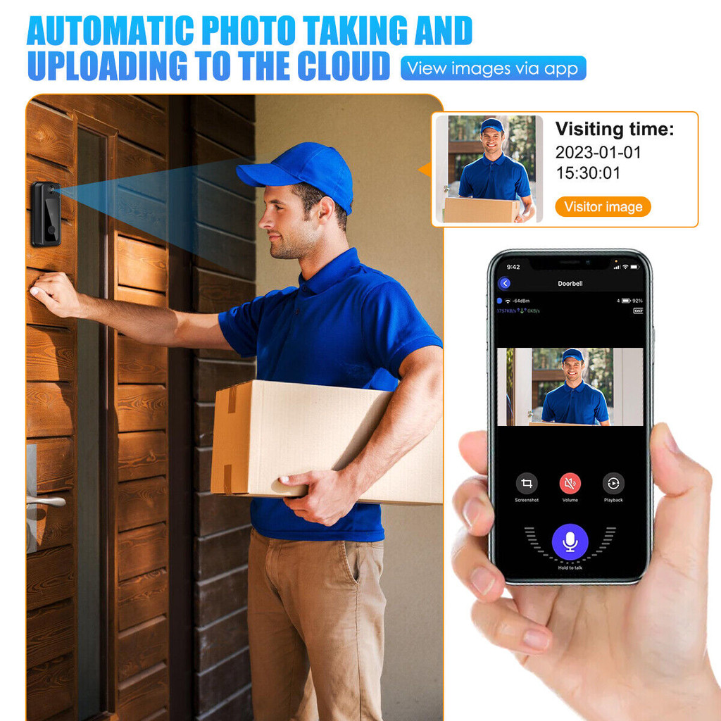 Video HD Wireless Waterproof Doorbell Camera Remote APP control Night Vision & Voice Change Smart Ho