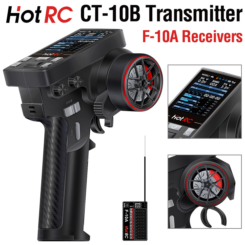 Hotrc เครื่องส่งสัญญาณ CT-10B 10CH 2.4GHz วิทยุระบบรีโมทคอนโทรล F-10A PWM GFSK ตัวรับสัญญาณสําหรับ R