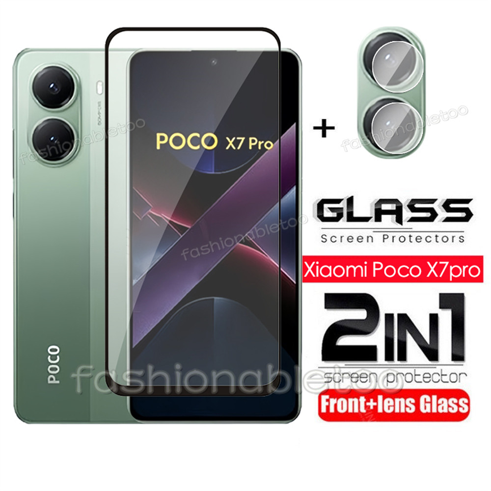 2 in 1 ป้องกันหน้าจอฟิล์มกระจกนิรภัยสําหรับ Xiaomi Poco X7 pro PocoPhone X7pro X 7 PocoX7 pro PocoX7