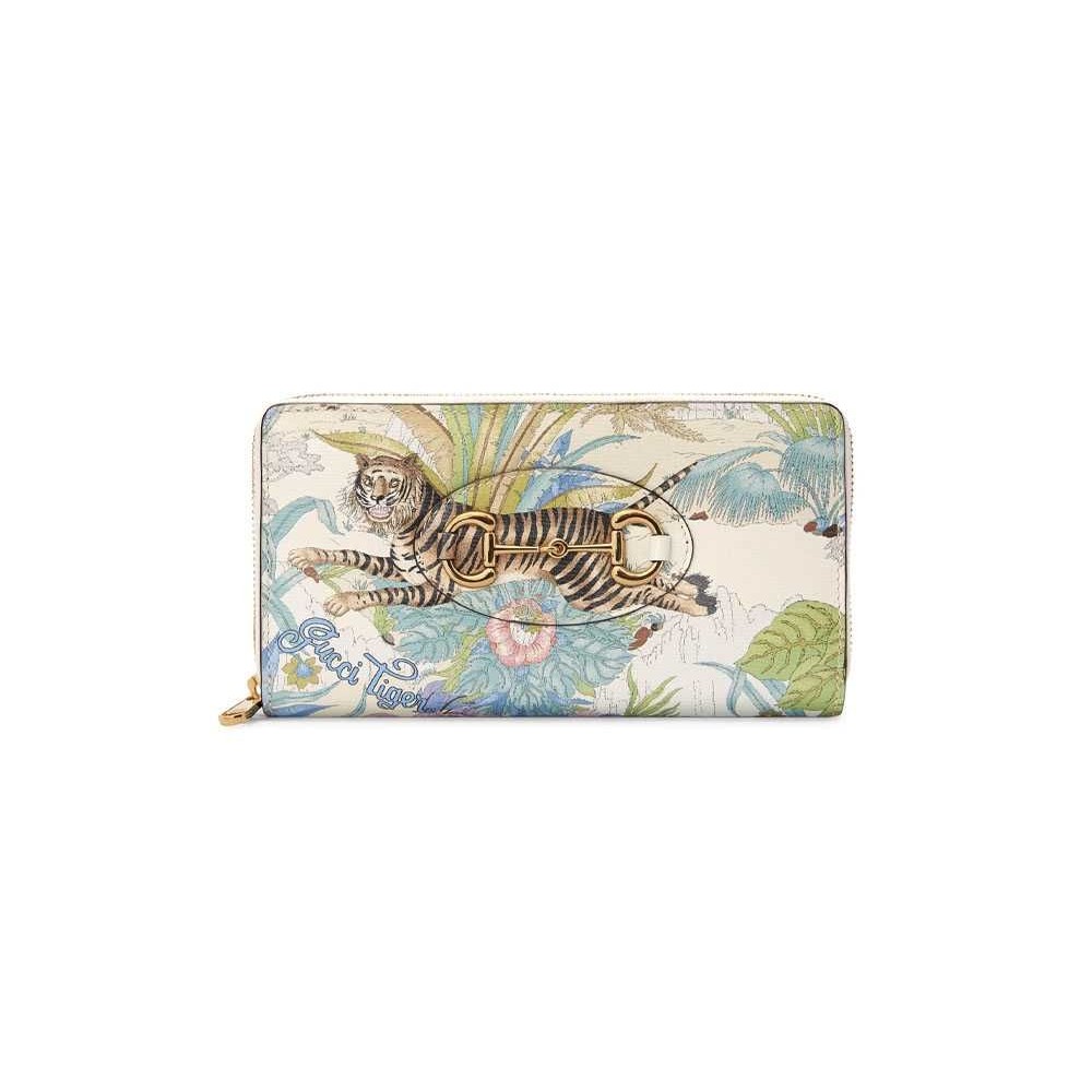 GUCCI Tiger Horsebit 1955 Zip Wallet Off White Unused