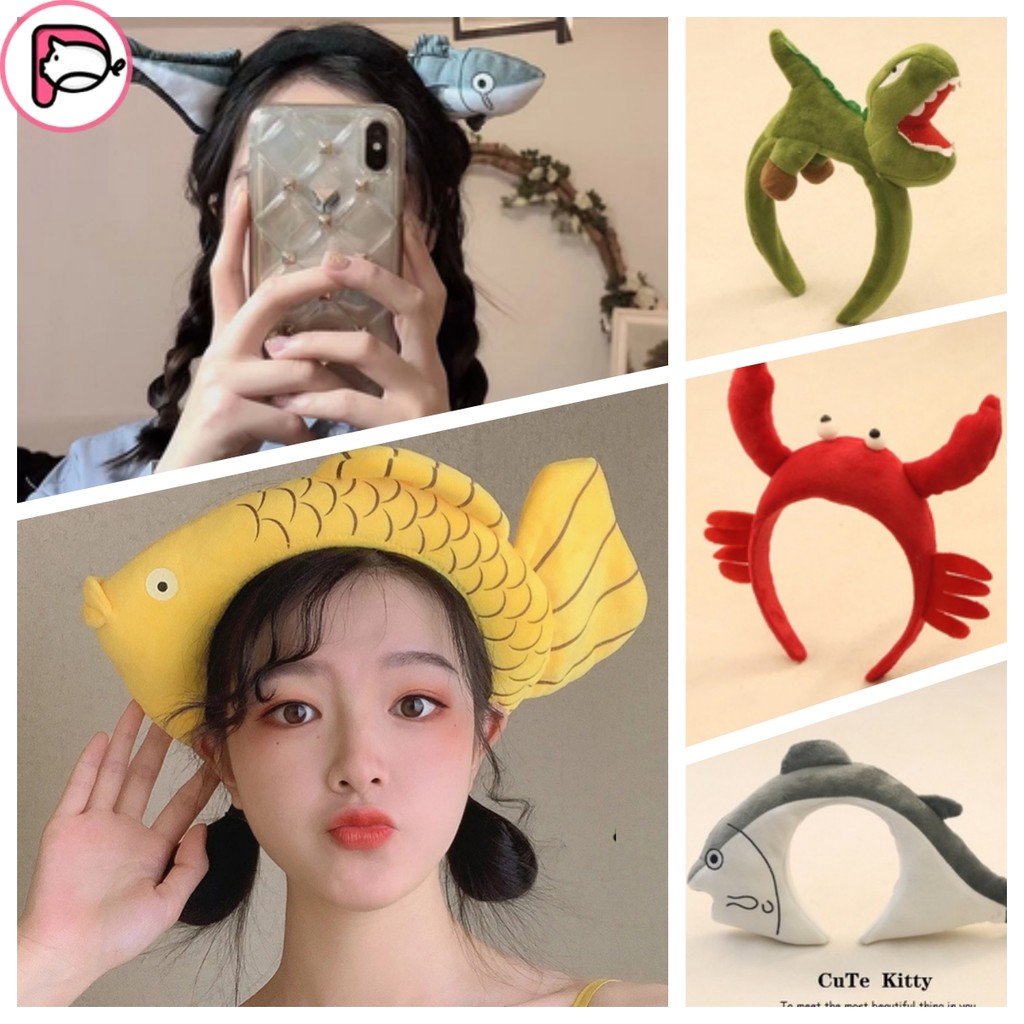 🔥จัดส่งทันที🔥ตลก Creative Hair Hoop ล้างหน้าคลิปผมถ่ายภาพตกแต่งเครื่องประดับผมรูปแบบการ์ตูนไดโนเสาร์น่ารัก