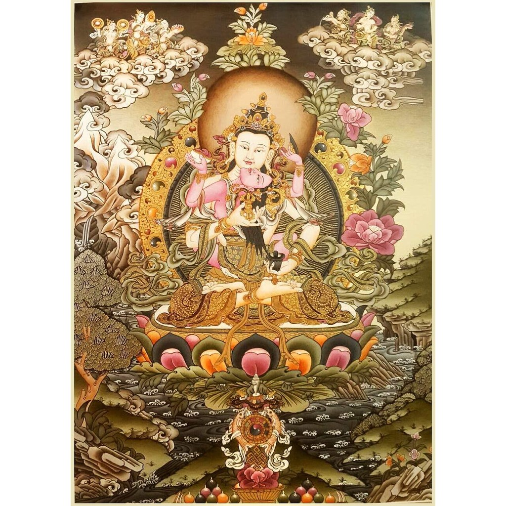 Vajrasattva ทิเบต tangka Wall Art โปสเตอร์ผ้าใบภาพวาดสํานักงาน Retro Wall Art