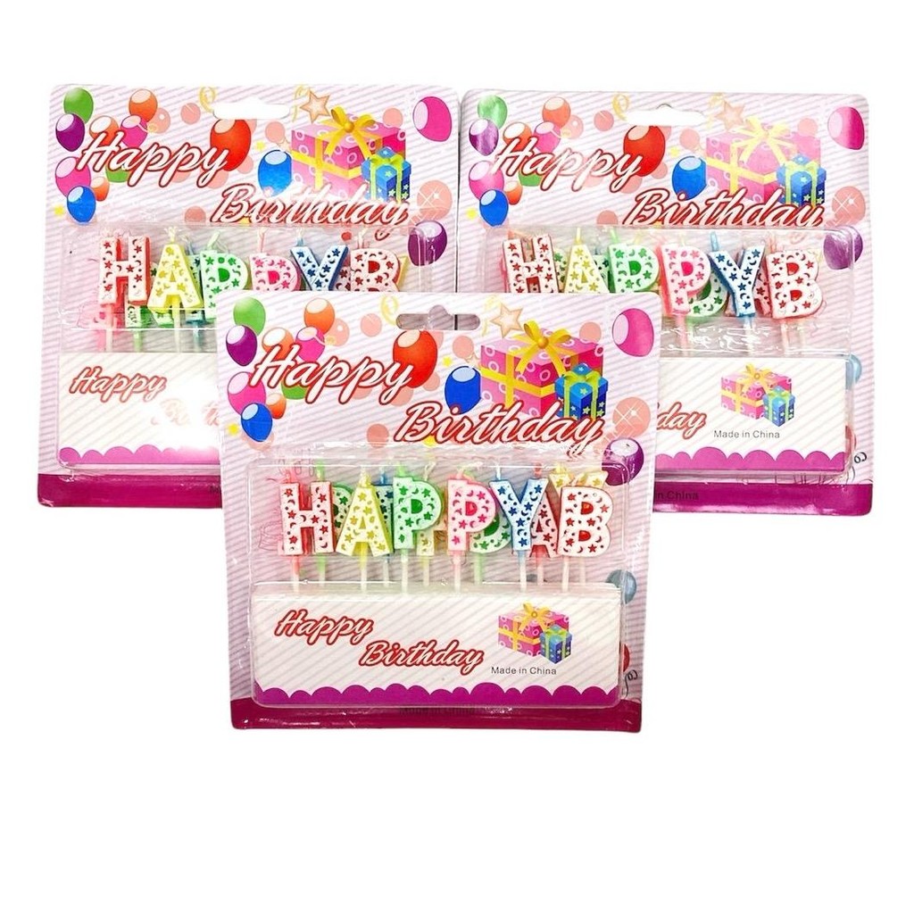 (ยกแพ็ค 12 ชุด) เทียนวันเกิดแฟนซี HBD , ตัวเลข