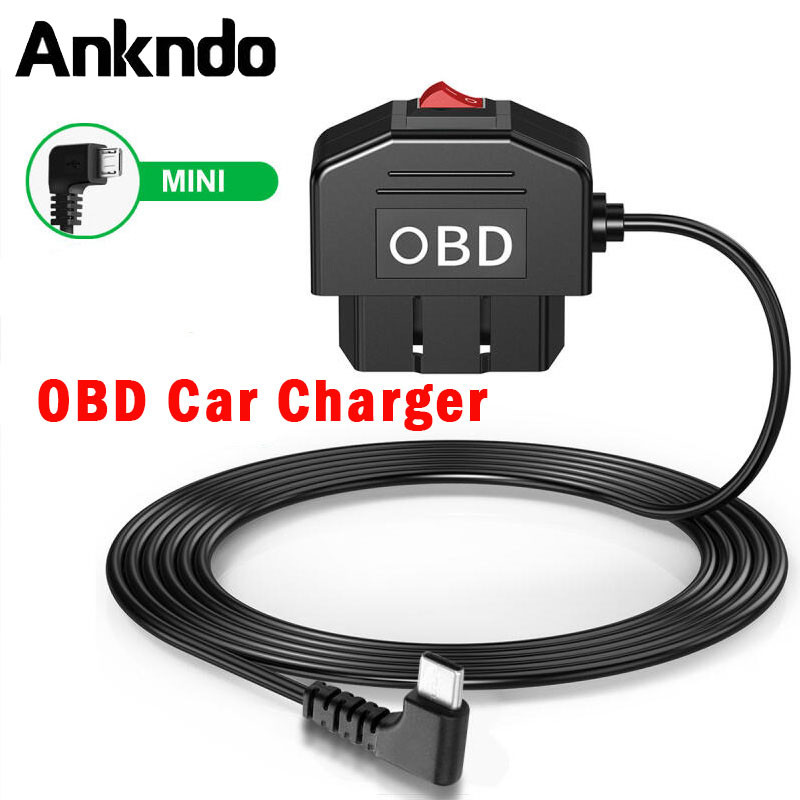 Mini USB พอร์ตรถ OBD Hardwire Kit สําหรับ Dashcam Mirror Recorder Charger พร้อมสวิตช์รถ DVR Hardwire Kit