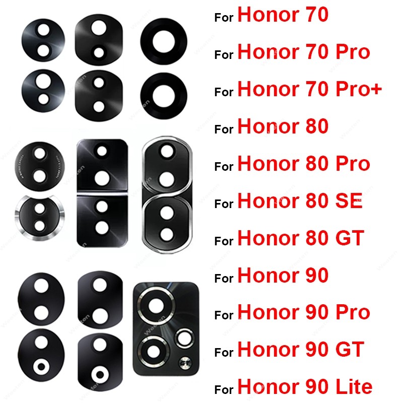 1 ชุดเลนส์กล้องด้านหลังสําหรับ Honor 70 80 90 Pro Plus 80 SE GT 90 Lite เลนส์กล้องด้านหลังพร้อมกาวสติกเกอร์อะไหล่ซ่อม