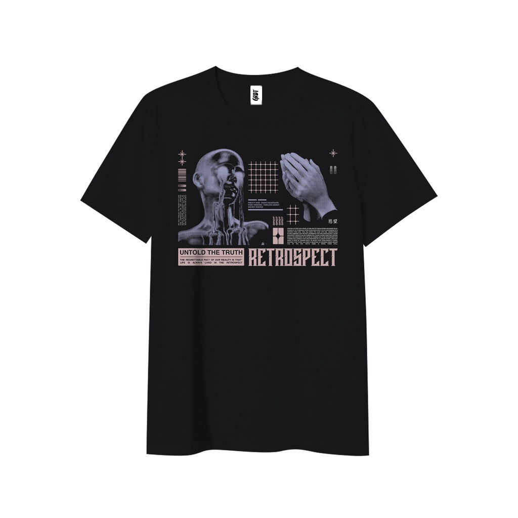 S-5xl พร้อมส่ง Grdt - เสื้อยืด Retrospect Black