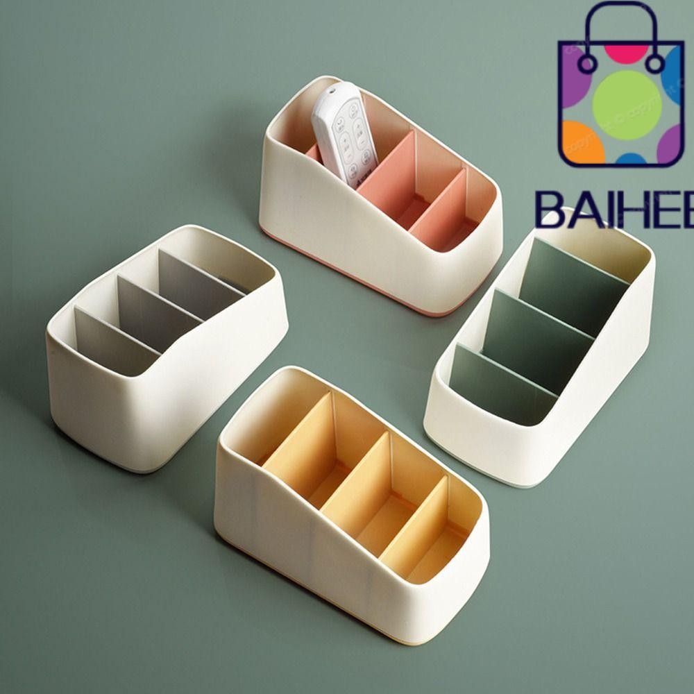 ไป๋เฮ กล่องเก็บโต๊ะ,ที่วางรีโมทคอนโทรล หน้าท้อง 4 ช่อง,สํานักงานจัดระเบียบเป็นระเบียบเรียบร้อยมัลติฟังก์ชั่นคุณภาพสูง