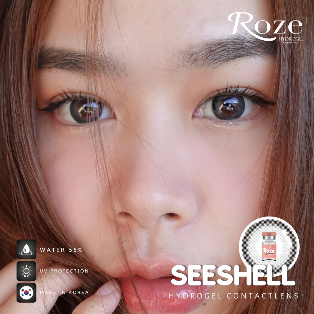 🔥คอนแทคเลนส์ Hydrogel ❤️Size : XL❤️รุ่น Seeshell (Rozelens) สี : Brown / Gray