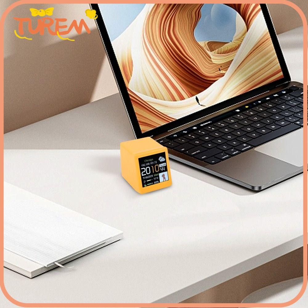 Turem สถานีพยากรณ์อากาศ,อัลบั้ม Lectronic USB ชาร์จนาฬิกาสมาร์ท,พลาสติก WiFi สร้างสรรค์พร้อมนาฬิกาตั้งโต๊ะมินิแอนิเมชั่น Gif แบบเต็มหน้าจอบ้าน