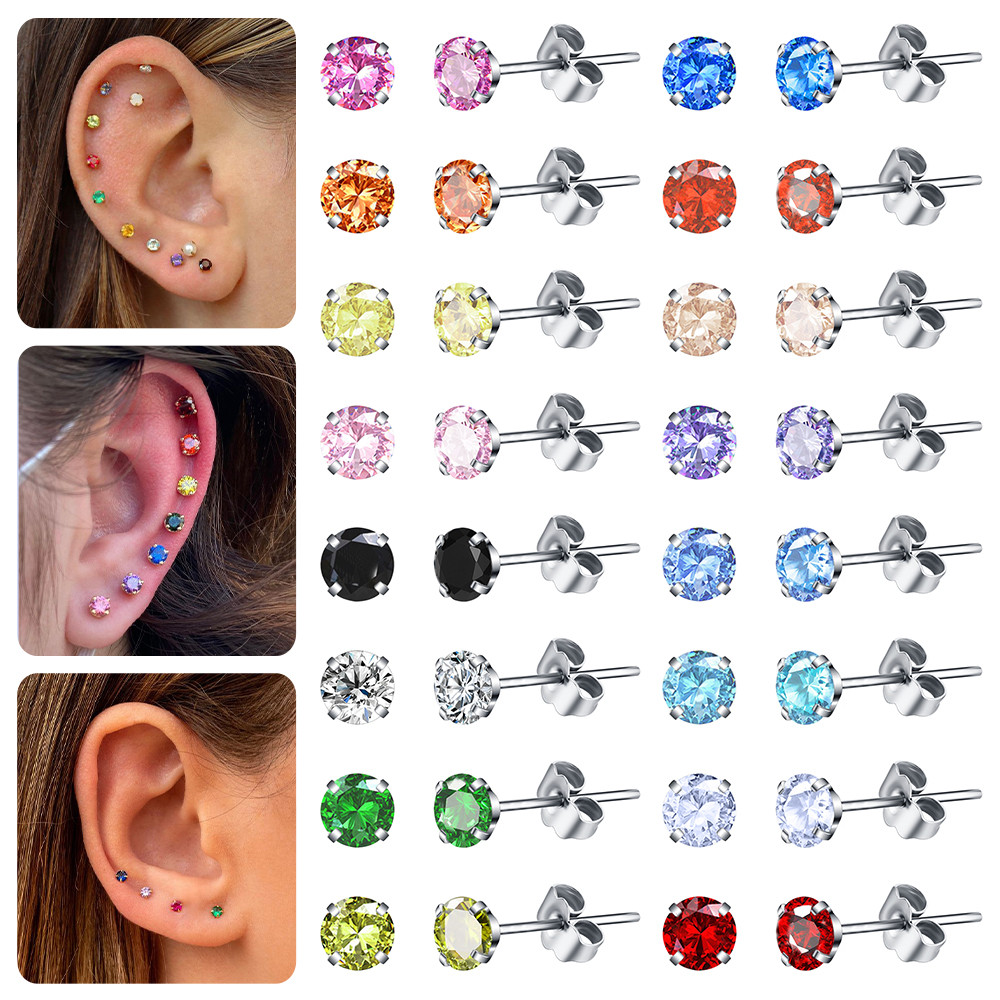 1PC Rhinestone Ear Stud ผ่าตัดเหล็กหูเจาะ Helix ต่างหู 20G กระดูกอ่อน Earlobe ต่างหูสตั๊ด