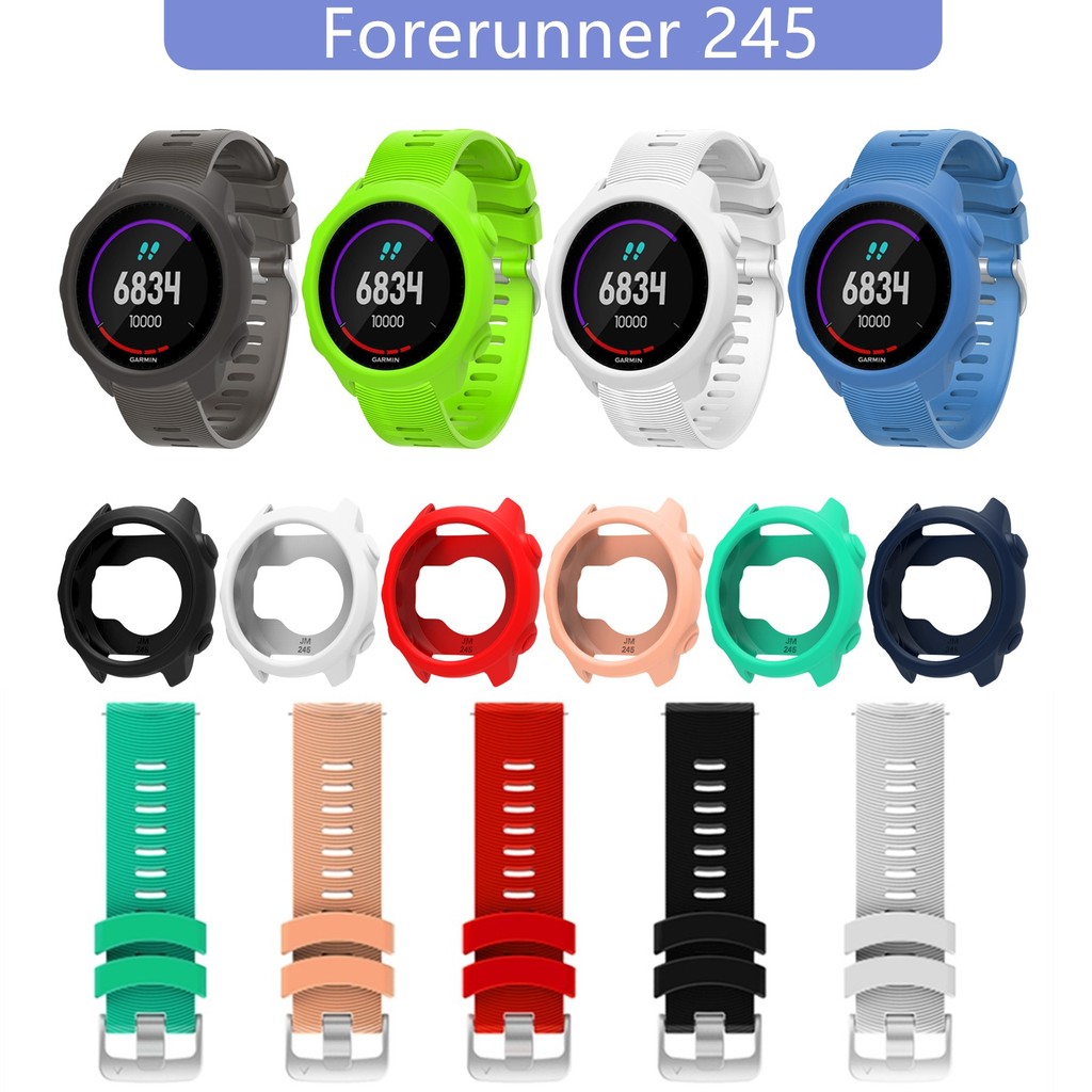 เคสซิลิโคน + สายรัดสําหรับ การ์มิน ผู้เบิกทาง 245 อุปกรณ์เสริมนาฬิกา Garmin Forerunner 245