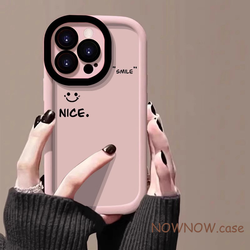 Iphone 16 15 14 13 12 11 Pro Max X XR XS Max 7 8 Plus INS Simple ภาษาอังกฤษดีหน้ายิ้มพัฟเคสโทรศัพท์ปกอ่อน