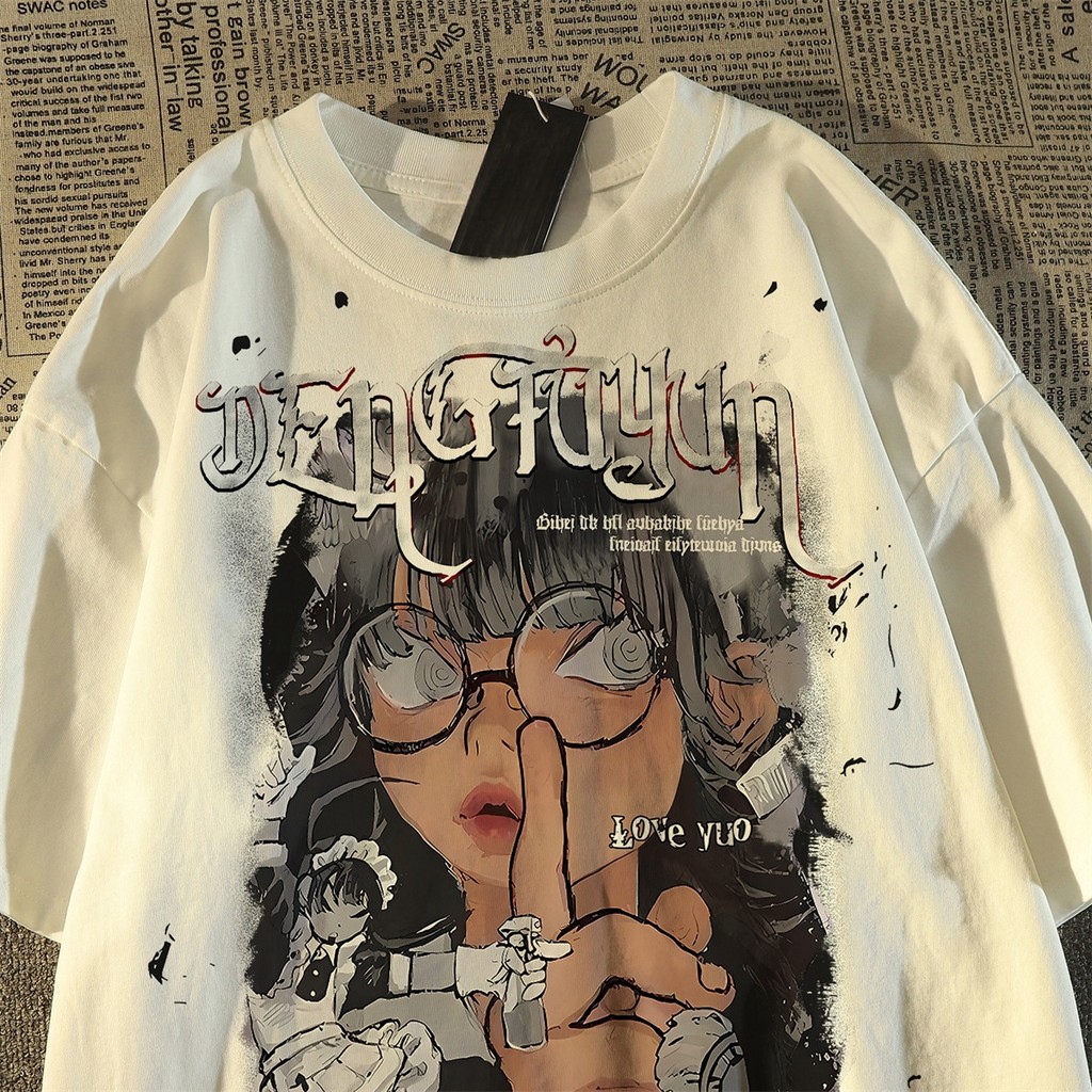 【จัดส่งจากประเทศไทย】เสื้อยืดพิมพ์ลายการ์ตูนสตรีทอเมริกันขายดี แขนสั้น คอกลม ผ้าเนื้อนุ่ม สวมใส่สบาย