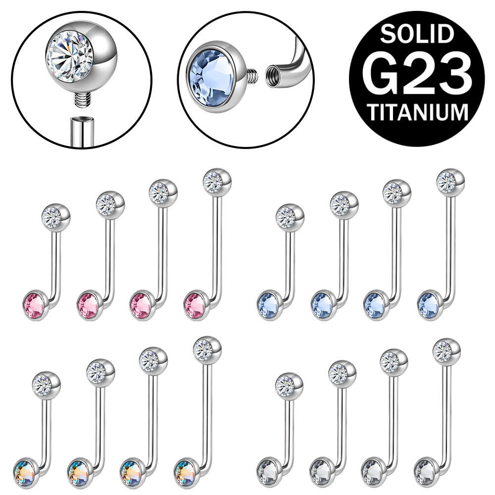 1 PC G23 ไทเทเนียม Christina แหวน 14G คริสตัล Body Piercing ภายใน Thread Body เครื่องประดับ L รูปร่าง Christina เจาะ 16 มม./14 มม./12 มม./10 มม.