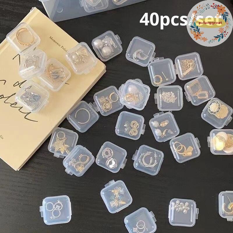 Pufanggreat 40 ชิ้น/เซ็ต Mini กล่องเก็บพลาสติกใสกล่องเก็บเครื่องประดับโปร่งใสจัดเก็บมัลติฟังก์ชั่แบบพกพา TH