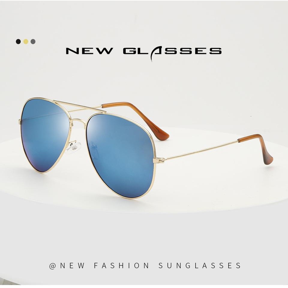 Cermin mata hitam Unisex Aviator Fashion Glasses แว่นกันแดดนักบิน