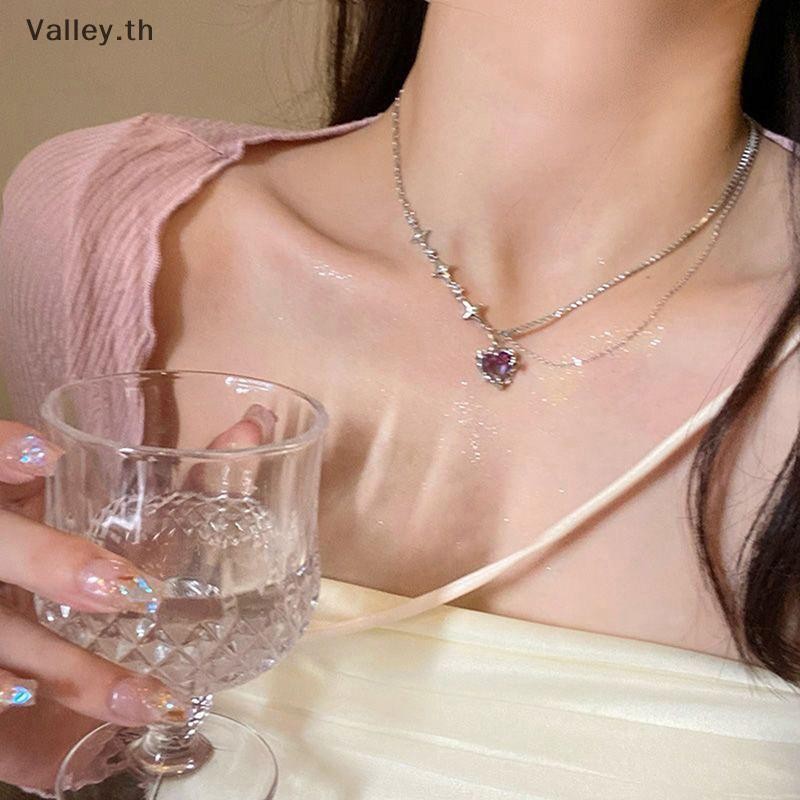 [Valley] สร้อยคอน่ารักสไตล์เกาหลีสำหรับวัยรุ่น คริสตัล Awn Star สร้อยคออารมณ์ Y2K เครื่องประดับ TH