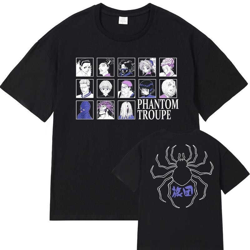 เสื้อยืดโอเวอร์ไซส์เสื้อยืด ผ้าฝ้าย พิมพ์ลายอนิเมะ Hunter X Hunter Phantom Troupe Hisoka Chrollo สํา