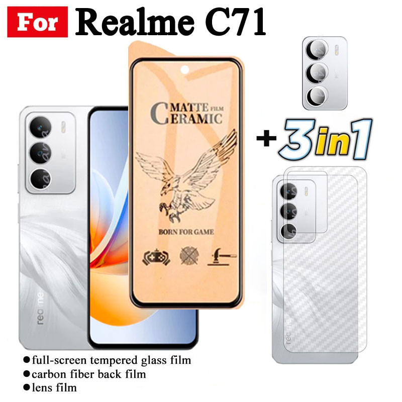 3 IN 1 Realme C71 เซรามิคกระจกนิรภัยสําหรับ Realme C73 C75 C75X เลนส์กล้องป้องกันหน้าจอและฟิล์มด้านห