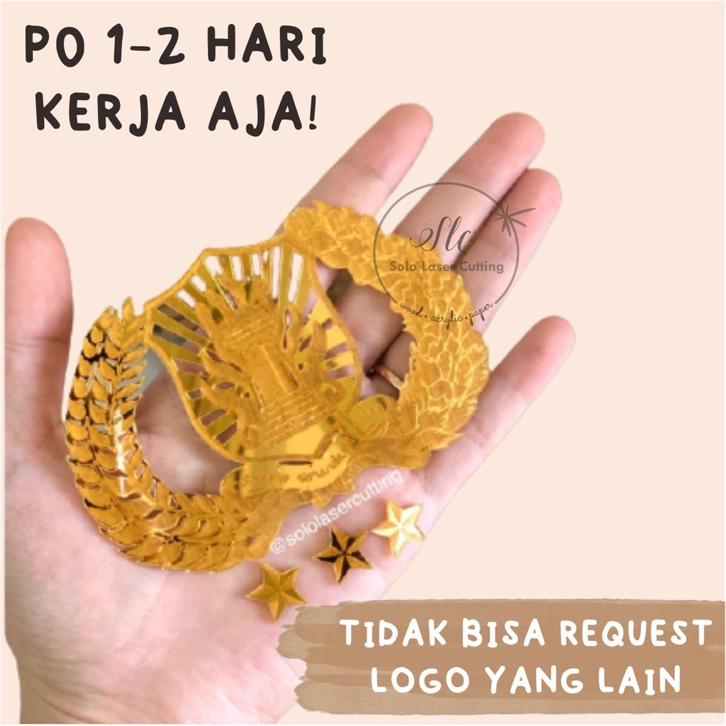 ACRYLIC MIRROR EMBLEM PROFESSIONAL LOGO POLICE LOGO TNI AD LAMBAK PGRI MILITARY SYMBOL TNI AD LAMBAK
