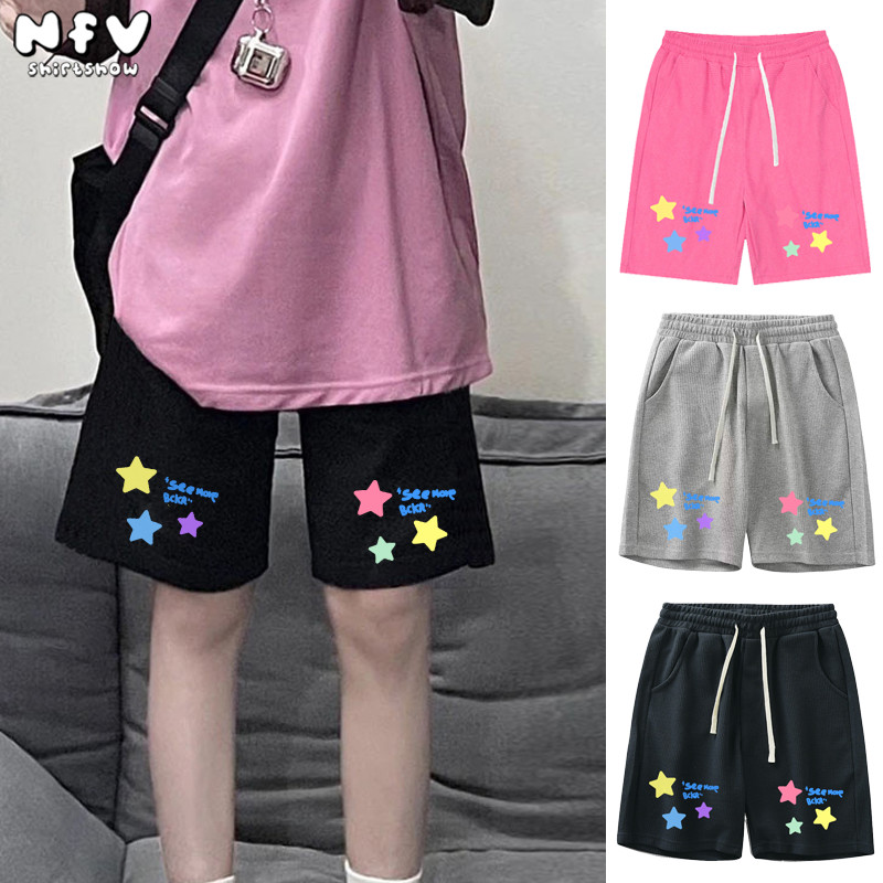 NFV กางเกงขาสั้น✨แฟชั่นเกาหลีสไตล์ ลำลอง เสื้อผญ ชุดหน้าร้อน หลวม ๆ ใส่สบาย กางเกงขาสั้นห้าส่วน ผ้าฝ้าย100% YGK