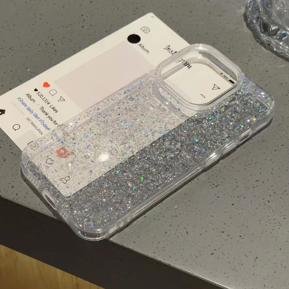 ฟอยล์เงินglitterอะคริลิคเคสโทรศัพท์สําหรับiphone 16 Pro Max 16 Plus 15 Pro Max 14 13 12 11 Pro Maxกันกระแทกป้องกันปลอก - รูปที่ 7