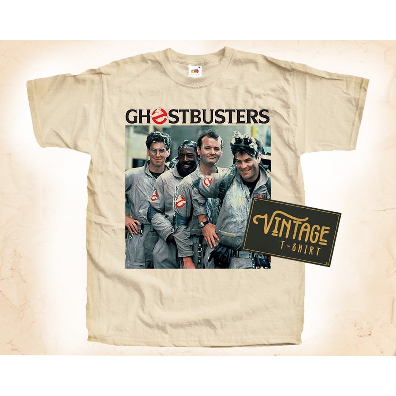 Ghostbusters T shirt Tee Natural Vintage Cotton Movie Poster All Sizes S M L XL 2X 3X 4X 5X แฟชั่น เ