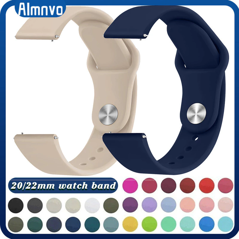 22 มม. 20 มม สายซิลิโคน for Samsung Galaxy Watch FE 7 6 5 4 40 44 มม ยางรัด for Huawei/Xiaomi/Amazfit bip 6/Garmin