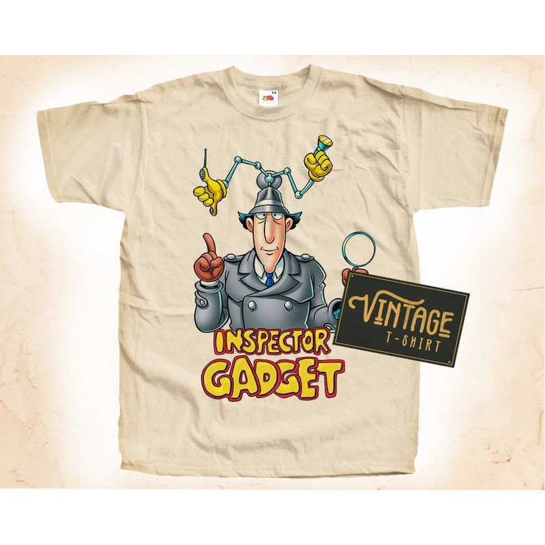 Inspector Gadget T shirt Tee Natural Vintage Cotton Movie Poster All Sizes S M L XL 2X 3X 4X 5X หนาๆ