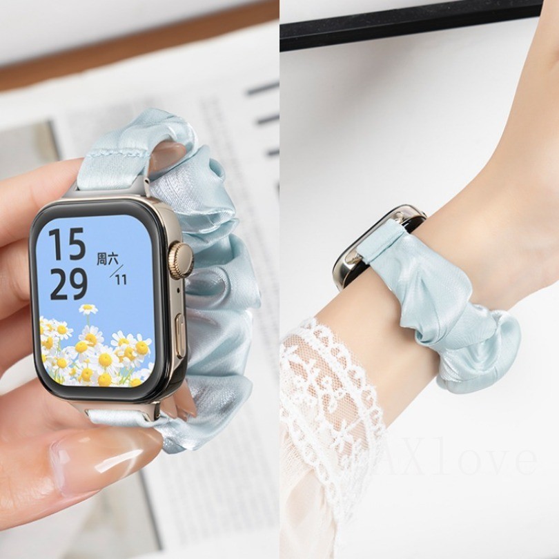 สายรัดนุ่มสําหรับ Huawei Watch fit3 4 4pro สร้อยข้อมือห่วงไนลอน Correa สําหรับ Huawei Watch Fit 3 ผ้าชีฟอง Scrunchi สายรัดข้อมือ