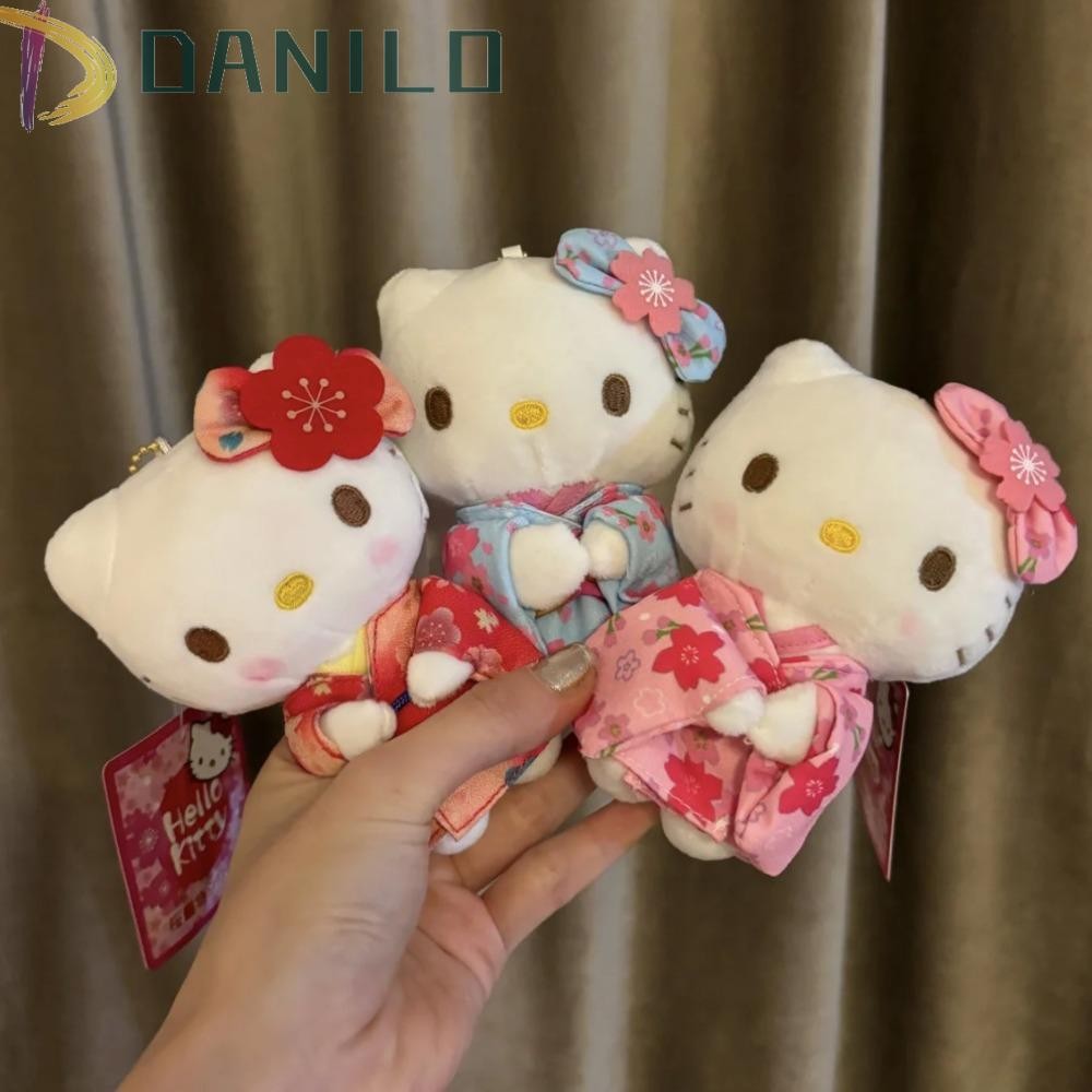 ดานิโล ซากุระกิโมโนพวงกุญแจคิตตี้,โบว์ปุยคิตตี้แมวยัดตุ๊กตาจี้, น่ารักสร้างสรรค์น่ารักการ์ตูนตุ๊กตา เคที แมวพวงกุญแจกระเป๋าแขวน