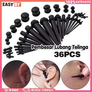 จัดส่งรวดเร็ว 36ชิ้น จิวขยายหู ระเบิดหู 1.6-10mm รวม9ขนาด พลาสติกสีดำ แพ้ง่ายใส่ได้ แท่งขยายหู