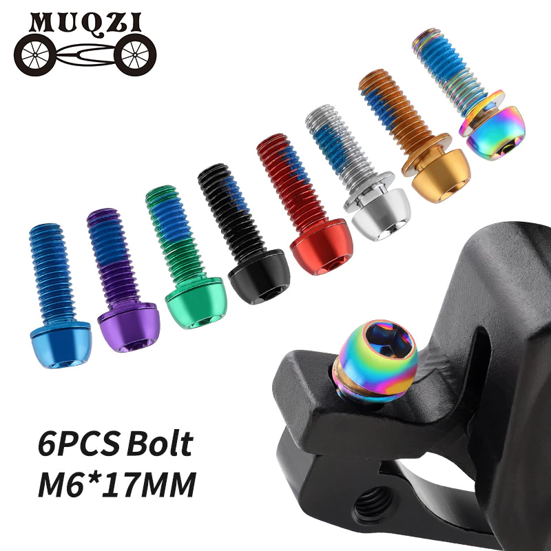 Muqzi 6 ชิ้น M6x17 มิลลิเมตรดิสก์เบรก Caliper Bolts จักรยาน Stem Bolt MTB Crank Arm สกรูเครื่องซักผ้าชิ้นส่วนจักรยาน