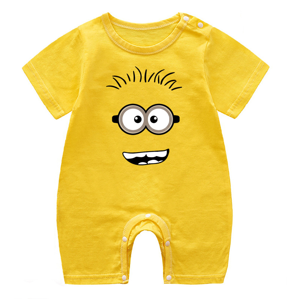 การ์ตูนมินเนี่ยนพิมพ์บอดี้สูทเด็กตลกมินเนี่ยนแสดงออกทารกแรกเกิด ชุดจั๊มสูท ชายหญิงแขนสั้น ชุดรอมเปอร์ ทารกชุดนอน ชุด - รูปที่ 3