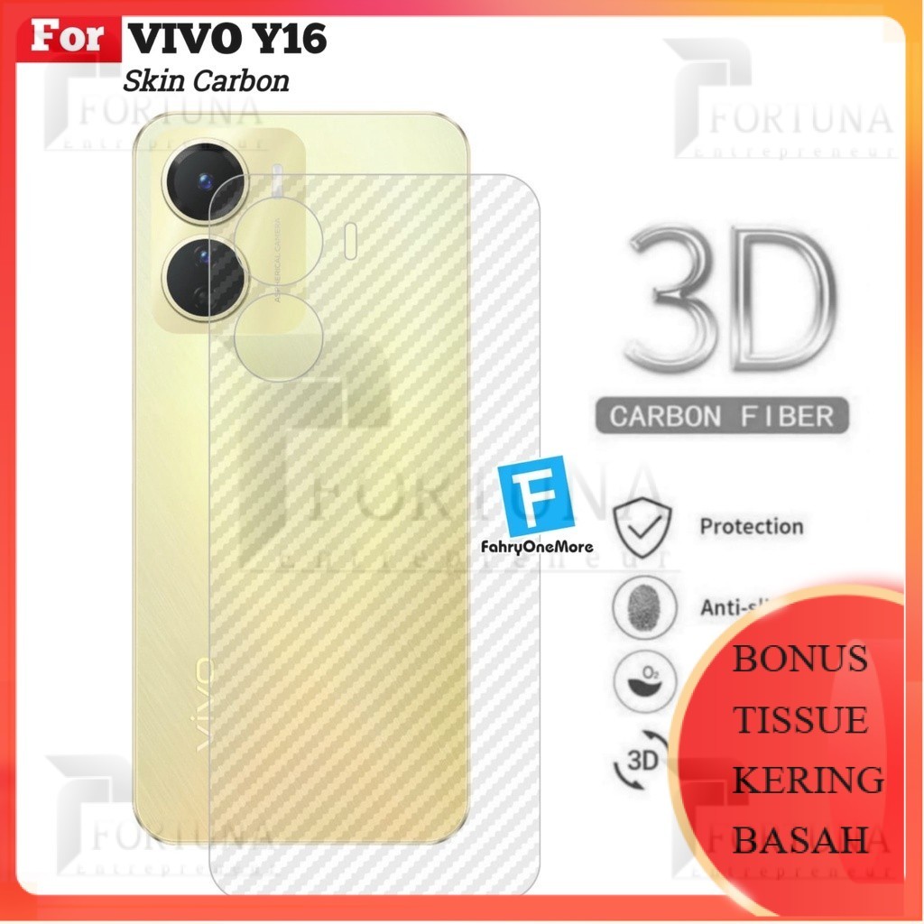 [ FORTUNA ] Skin Carbon Vivo Y16 / Vivo Y02S Back Skin Transparent Garskin Mobile Phone Back