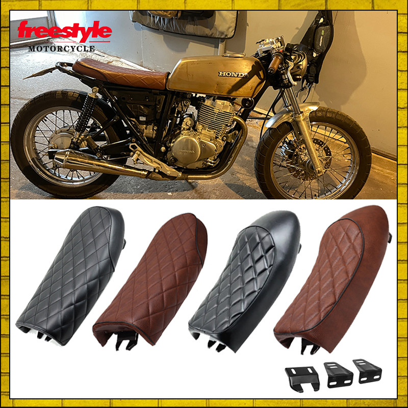 รถจักรยานยนต์ PU หนัง Vintage Cafe Racer Refit ที่นั่งแบนอานเบาะสําหรับ CG125 GN CG CB400SS