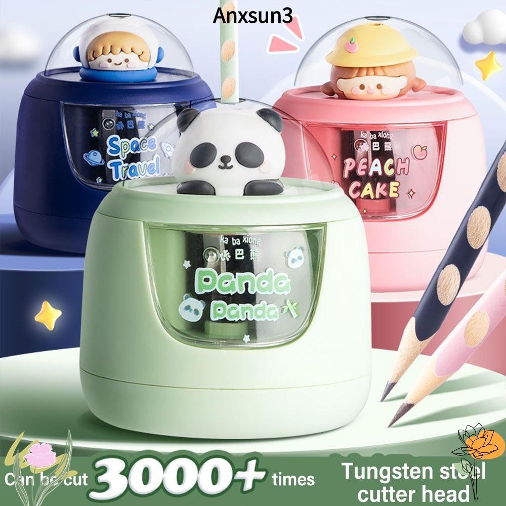 กบเหลาดินสอไฟฟ้า ANXSUN3 เข้าอัตโนมัตินํานักบินอวกาศ/แพนด้าออกแบบกบเหลาดินสออัตโนมัติ,แฟชั่นป้องกันการติดตะกั่วดินสอคมเครื่องมือของขว