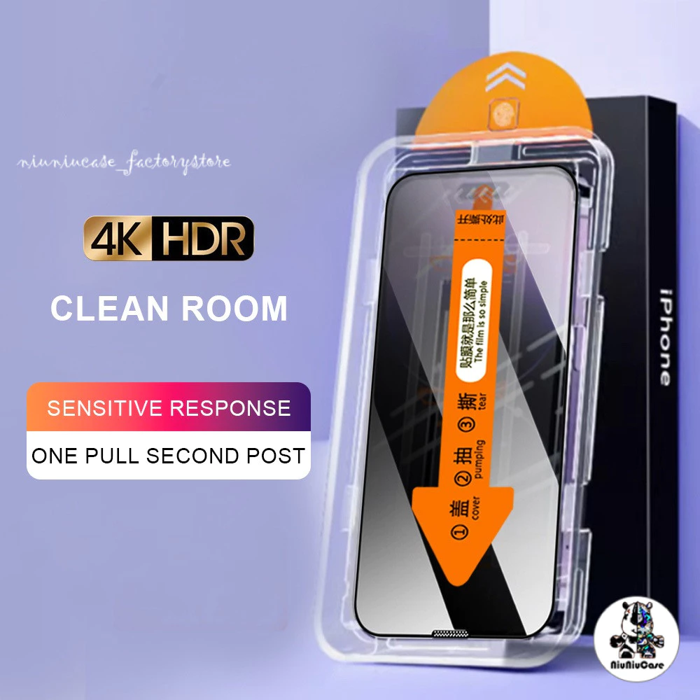 ฟิล์มกันรอยกระจกนิรภัย Anti-spy For iPhone 11 13 16 15 12 14 Pro XS Max SE XR X 7 8 6S Plus ทำความสะอาดฝุ่นโดยอัตโนมัติ