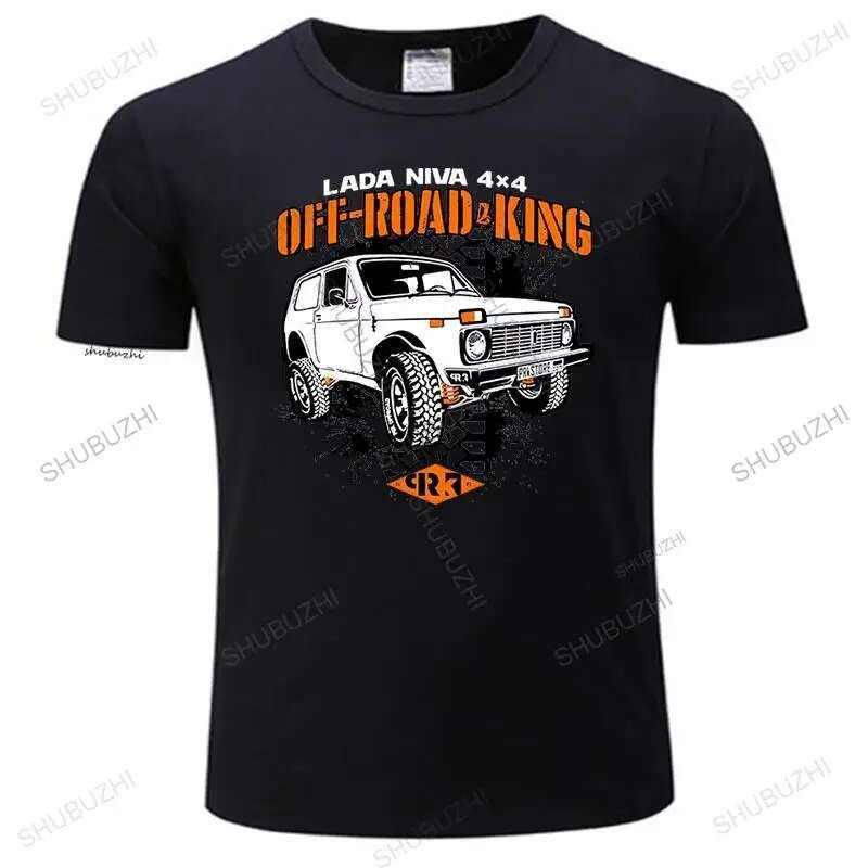 New summer t shirt black short sleeve tops for men LADA NIVE 4X4 OFF-ROAD KING Cotton Brand T-shirt 