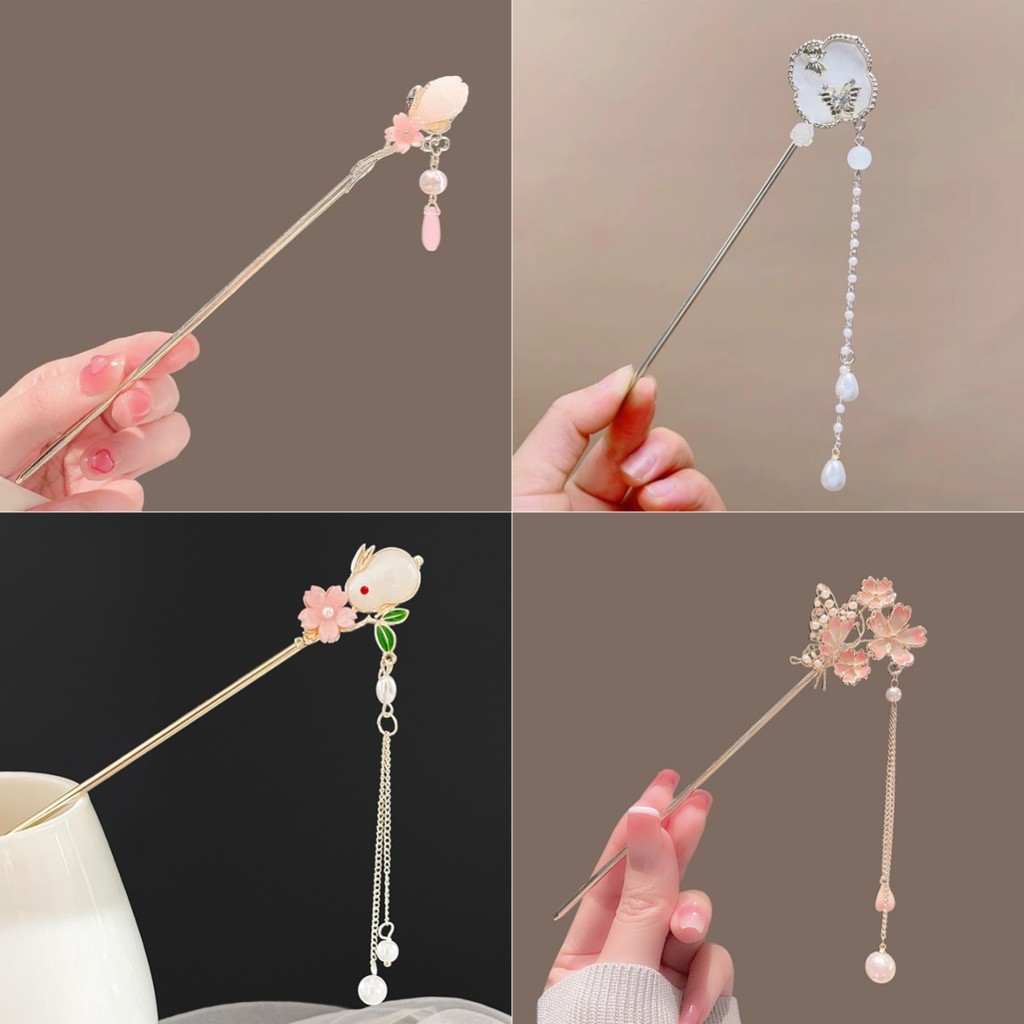 Pink Bud Temperament Hairpin พู่ความงามสำหรับทุกสไตล์