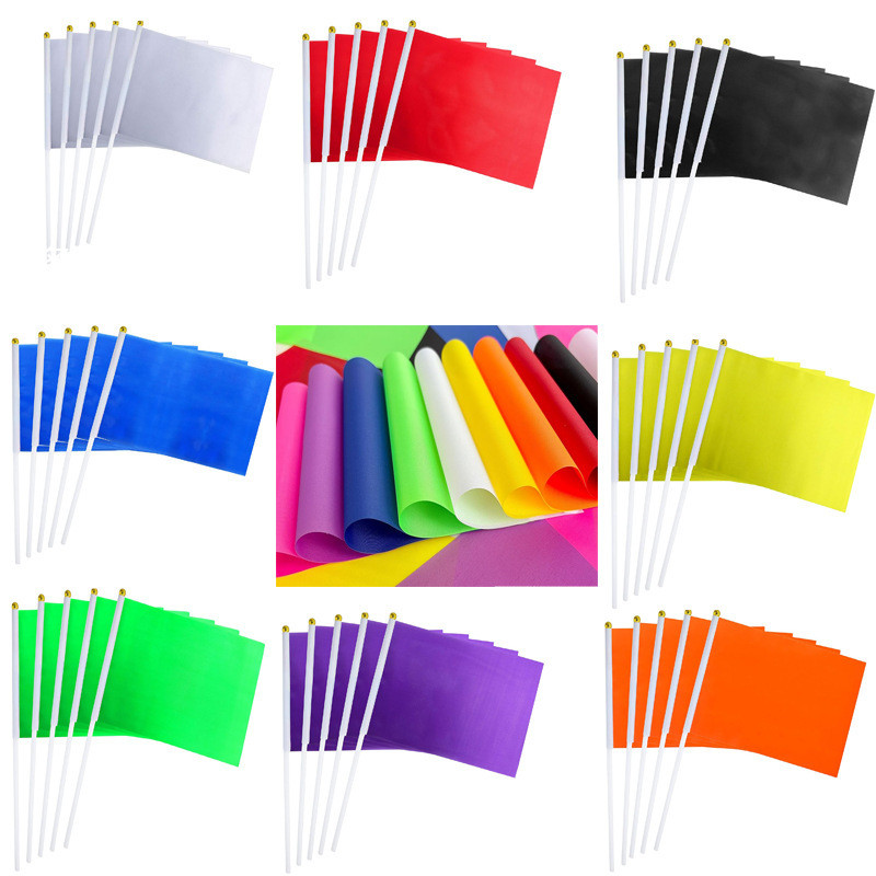 14*21เซนติเมตรธงสี่เหลี่ยมธงสามเหลี่ยมสีทึบมือถือธงในสต็อกธงสีแดงที่มีสีสันธงขนาดเล็กคุณภาพดี