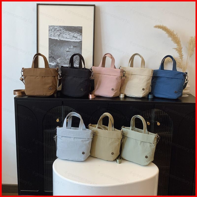 LuLu สีทึบฟิตเนสกีฬาโยคะกระเป๋า Casual Tote Bag กระเป๋าสะพายข้างอเนกประสงค์