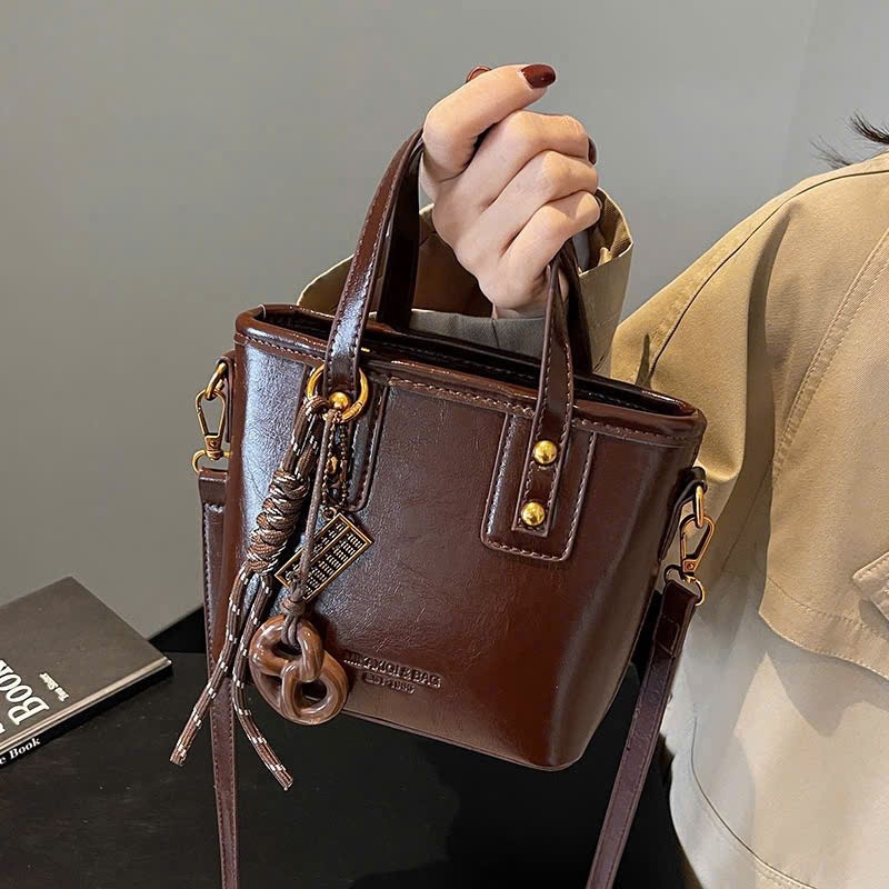 กระเป๋าถือผู้หญิงกระเป๋าสะพายข้างหนังสิทธิบัตรย่นพร้อมตะขอ2แบบ N695