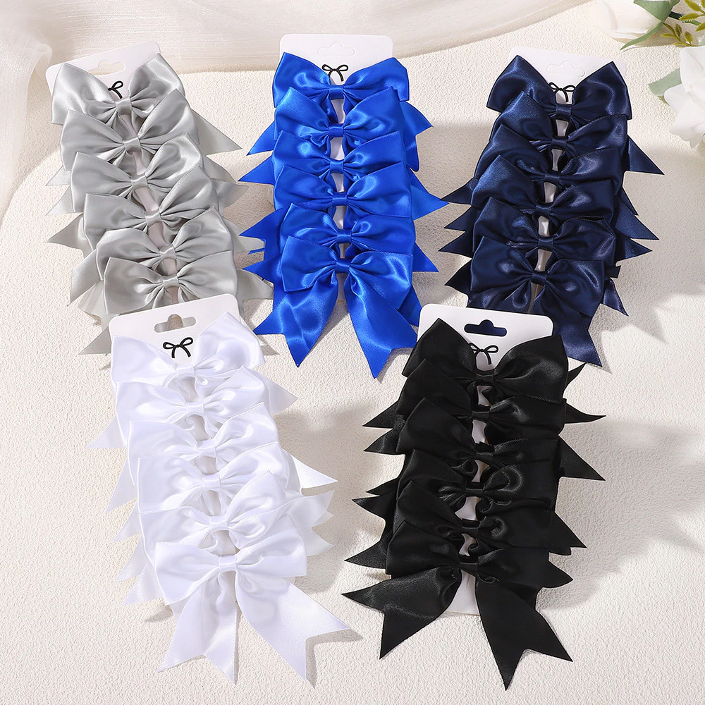 6 ชิ้น นิ้วน่ารักคราบโบว์ใหญ่คลิปผมสําหรับเด็กสาว Handmade Hairpins Barrettes Headwear อุปกรณ์เสริมผมขายส่ง thumbnail 3
