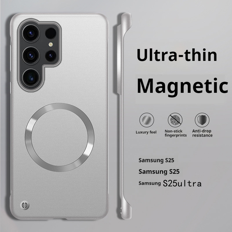 เคสชาร์จไร้สายสีเมทัลลิกบางสําหรับ Samsung Galaxy S26 S25Ultra S25 S24 S23 S22 Plus ฝาครอบระบายความร้อนไร้ขอบพิเศษ