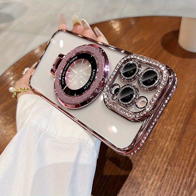 แม่เหล็กแวววาวด้วยไฟฟ้าหรูหราพร้อมเคสที่ใส่สําหรับสุภาพสตรี เหมาะสําหรับ ไอโฟน 11 12 13 14 15 16 มือโปร สูงสุด 16บวก ราคา ถูกที่สุด ดีลบีเคเค แกลเลอรีภาพที่ 2
