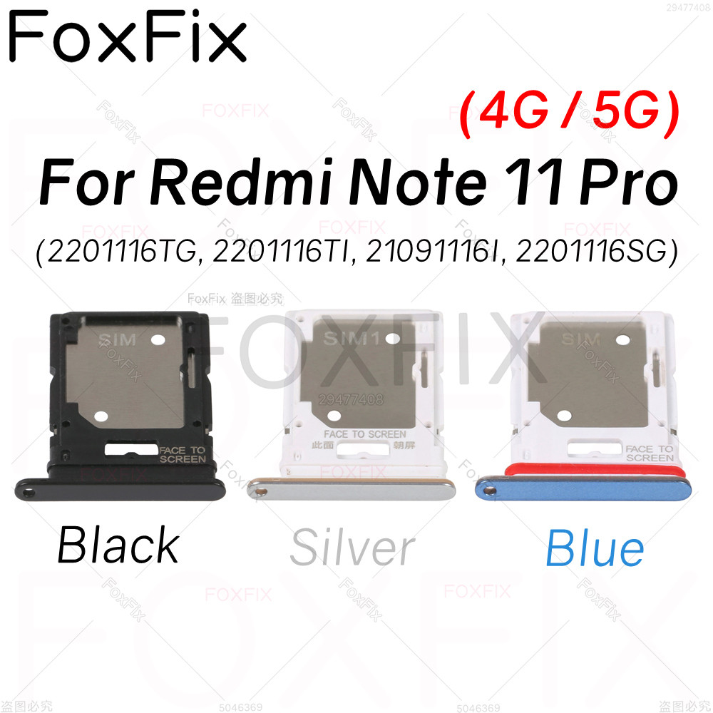 ถาดซิมการ์ดสําหรับ Xiaomi Redmi Note 11 Pro 5G 4G ที่วางซิมการ์ดซ็อกเก็ตเปลี่ยนอะแดปเตอร์ 2201116ทีจี 21091116ฉัน 2201116เอสจี