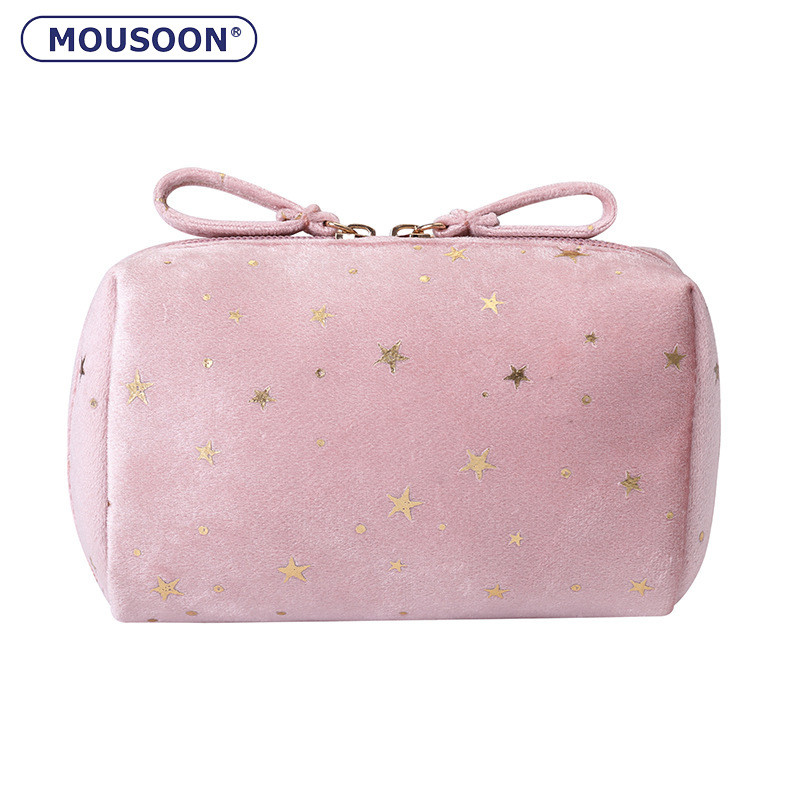 Mousoon Flannel XINGX กระเป๋าเครื่องสําอางแบบพกพาที่เรียบง่ายและพกพาที่สวยงาม Girly สไตล์ลิปสติกกระเป๋าเก็บโทรศัพท์มือถือ
