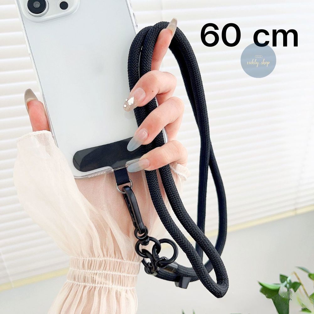สายคล้องโทรศัพท์ คล้องคอ/สะพายคลอสบอดี้ ยาว 60 ซม. รับน้ำหนักได้ดีไม่บาดผิว สีสันสดใส พกพามือถือได้สะดวก